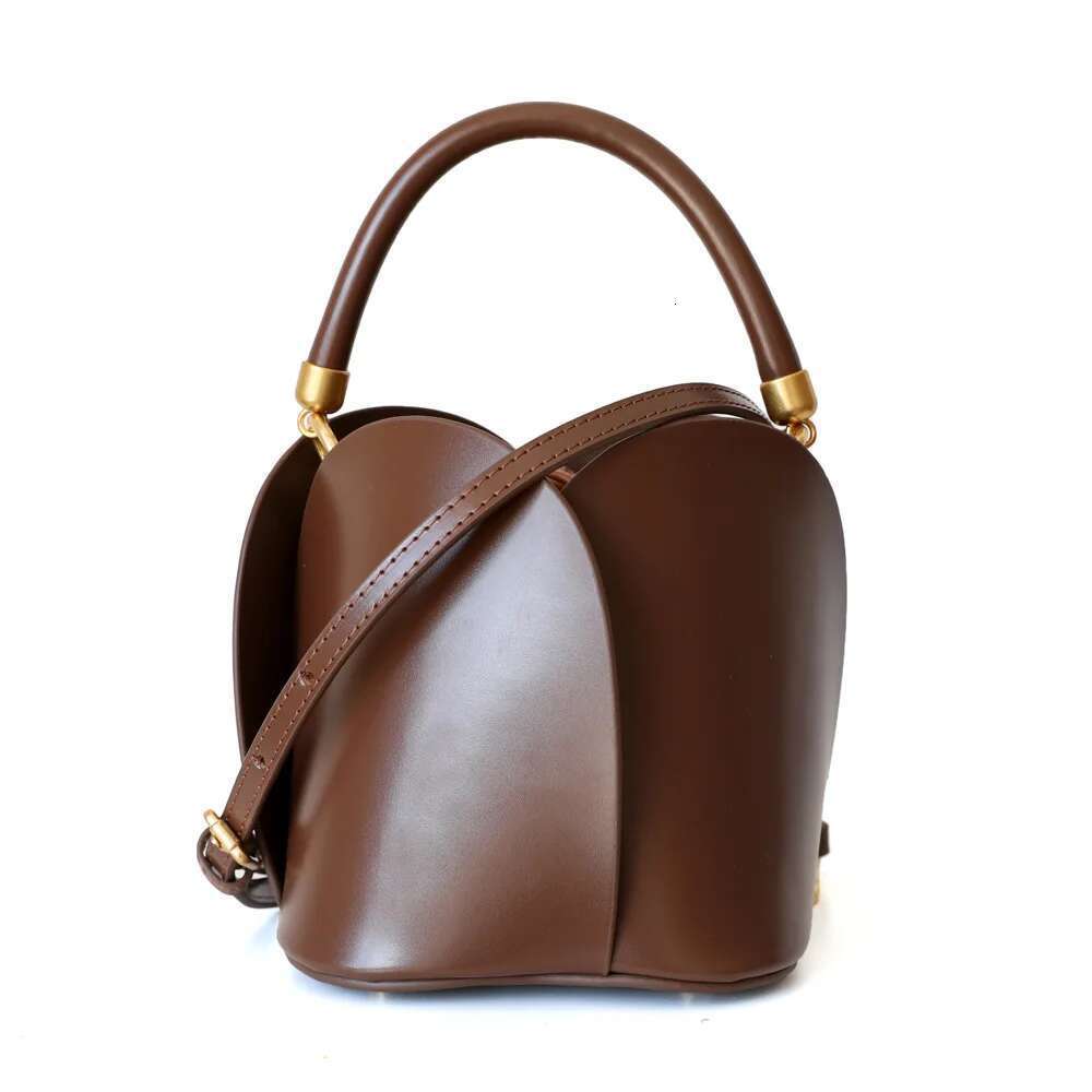 UBELLIN 2023 Mini Bucket Bag Women Solid Genuine Leather Ladies Crossbody Bags Flower Shape Tote Handbags Purses
