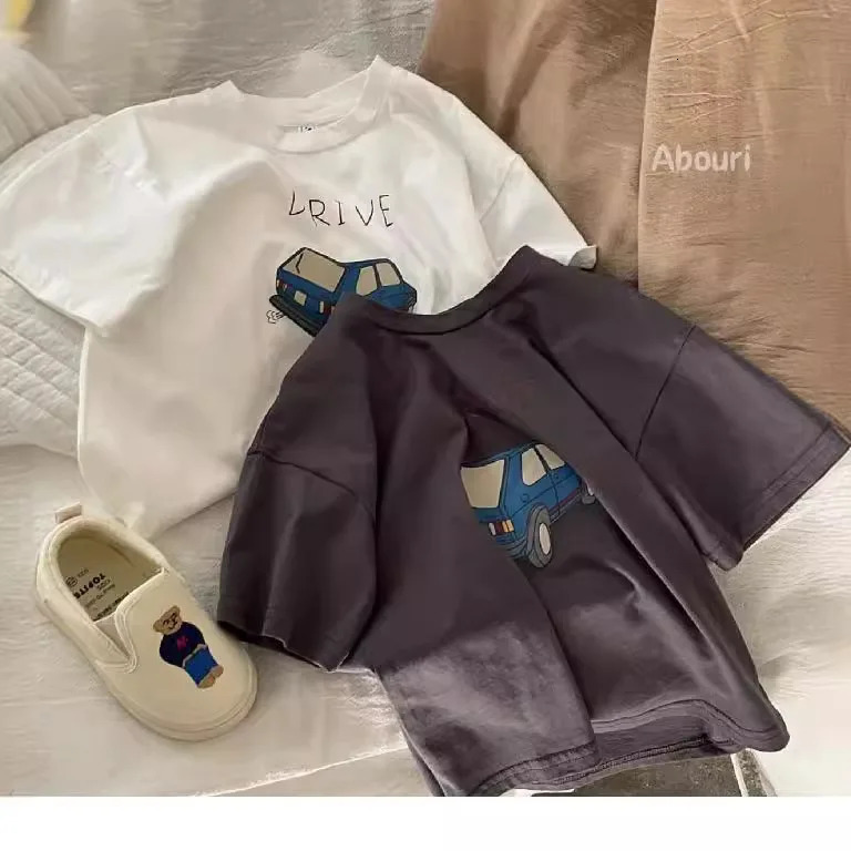 Solid Color Prnted Short Sleeve Tees Summer Clothing Boys Loose Casual O-neck T-shirts Childrens Clothes Baby Boy T Shirts Tops 250515
