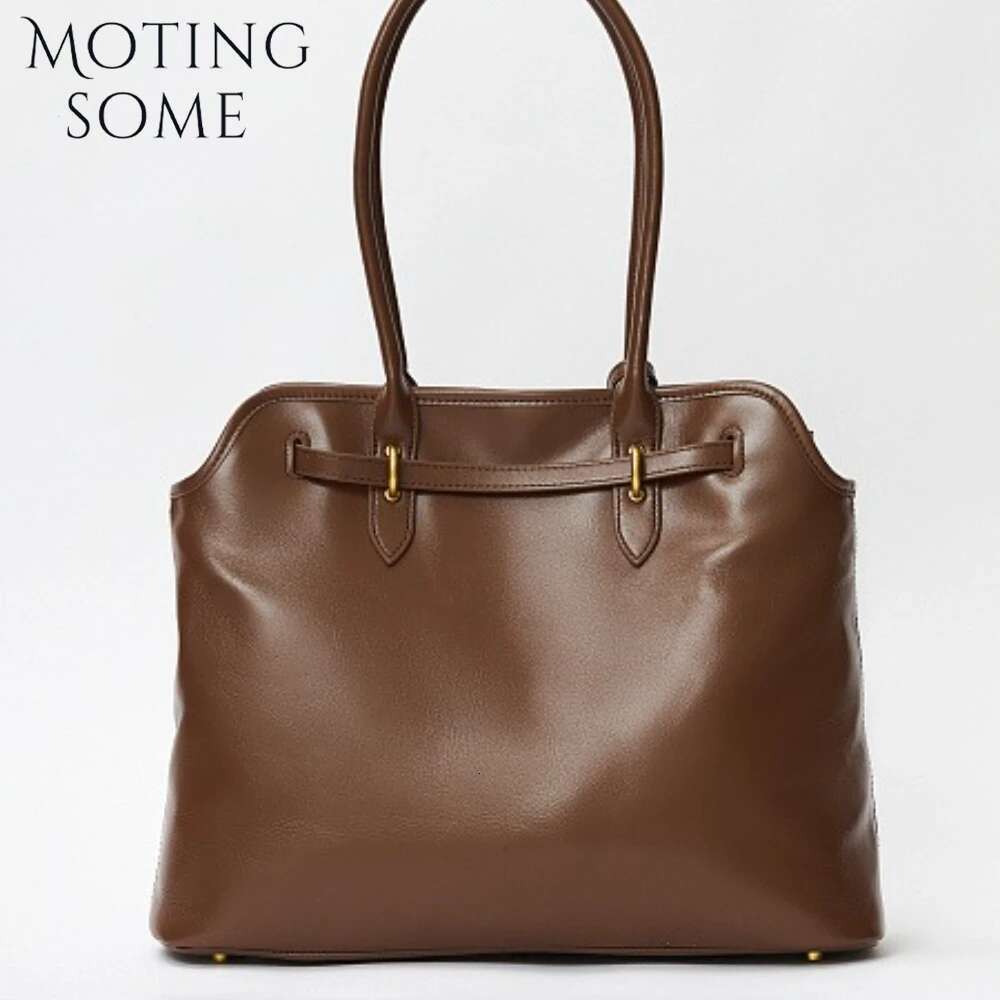 Motingsome Natural Cowhide Skin Roomy Women Shoulder Designer Bag Fashion French Style Chic Lady Casual Tote
