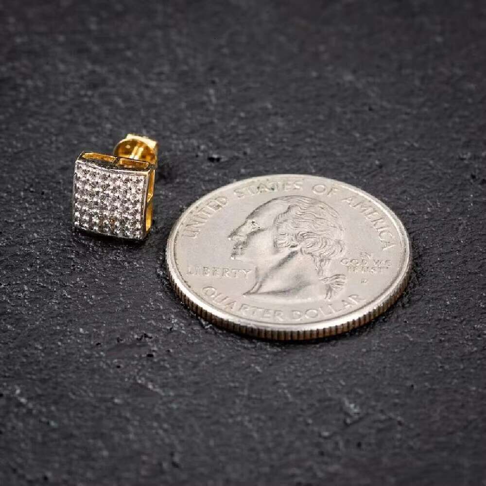 9.5mm Square Men's Sier Hip Hop Silica Ice Cold Screw Back Earrings