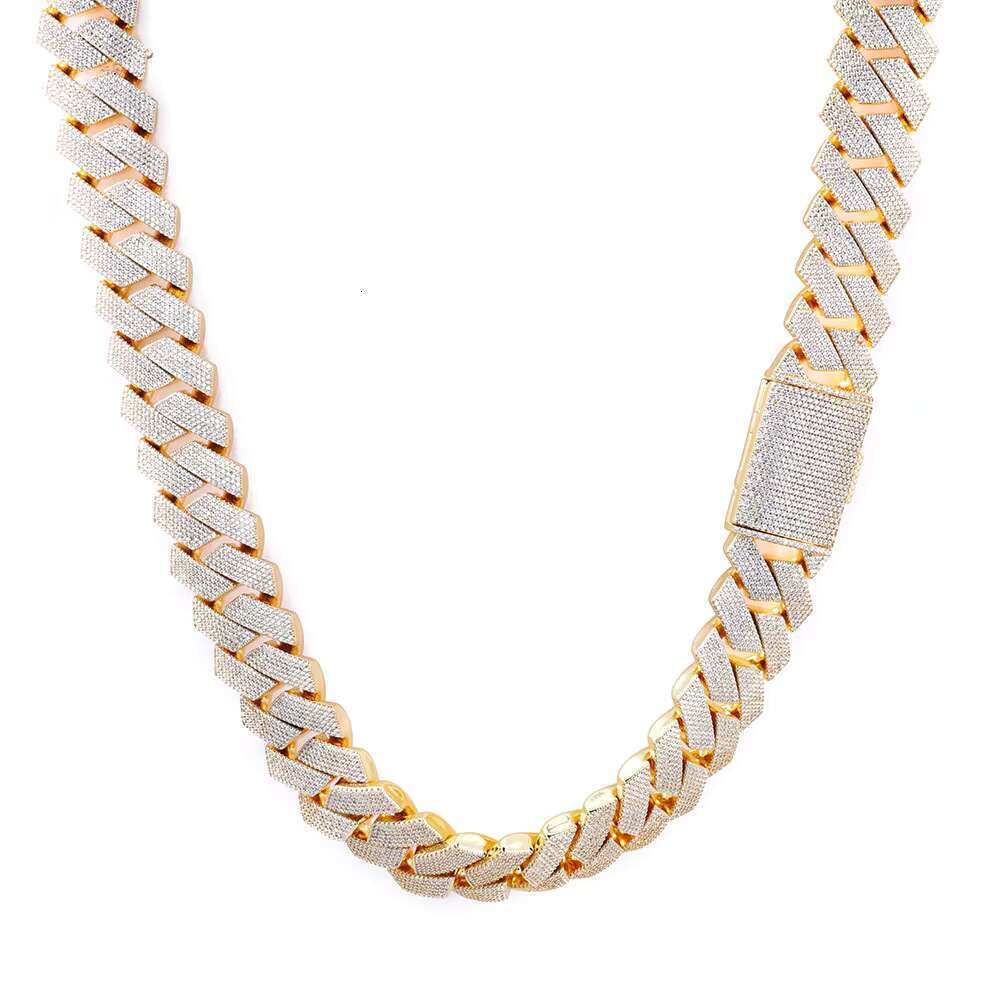 S925 Silver Necklace VVS Colour Moissanite Rhombus 26mm Cuban Chain Iced Out Necklace Hip Hop Tennis Chain LINK for Men Jewelry