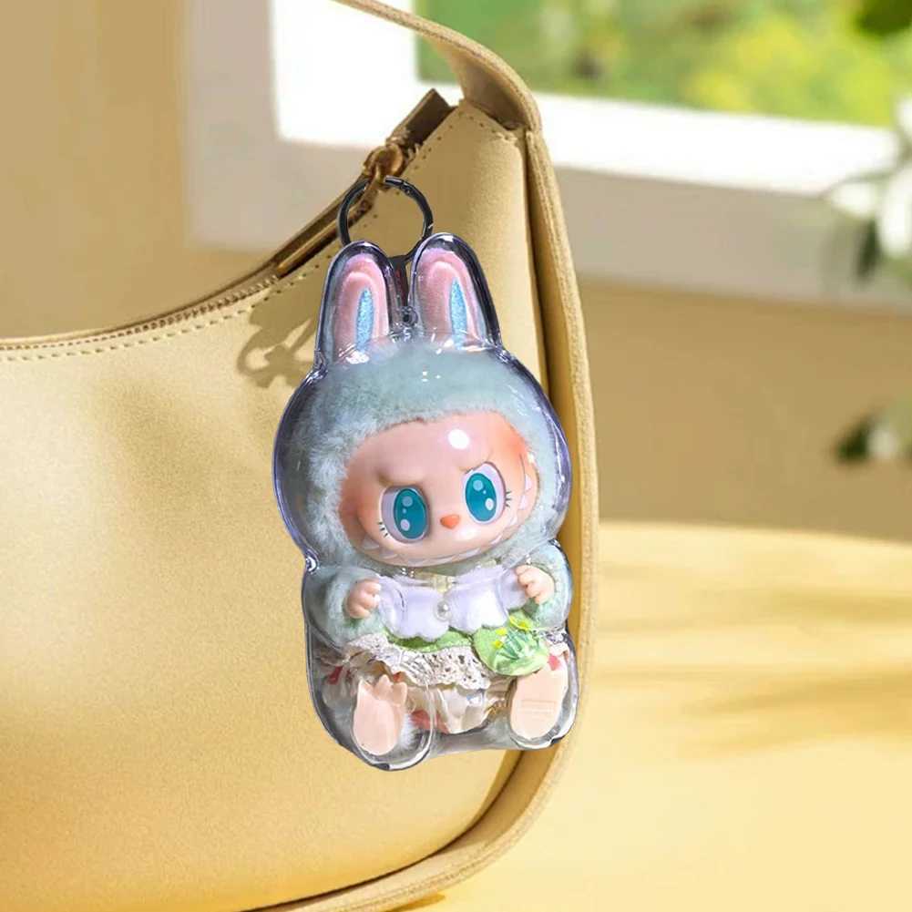 Free shipping For Labubu V1 V2 Transparent Protective Dustproof Hanging Plush Bag Monster Toy Elf Doll Storage Box Display Cover Z250515-1
