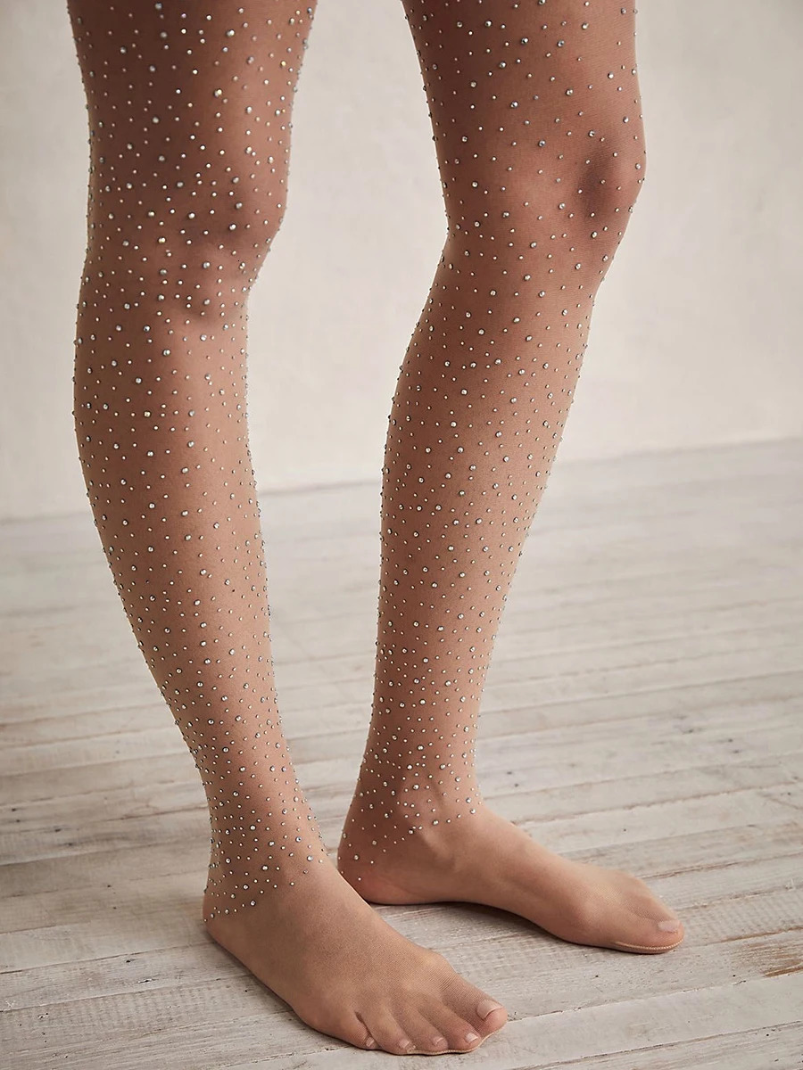 2025 Summer Diamond Pantyhose Women Sexy Fashion Shiny Net Tights Female Slim Rhinestone Mesh Nylon Stockings Tights 250515