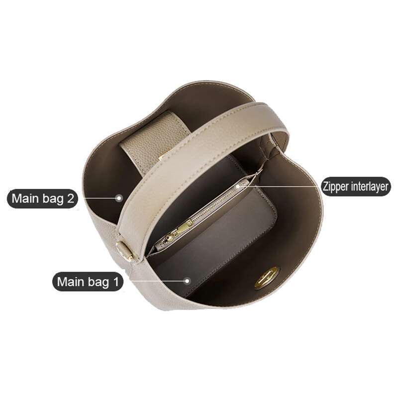 2024 New Women's Handbag Lady Messenger Commuting Genuine Leather Vegetable Basket Handheld Bag Female Solid Color Crossbody