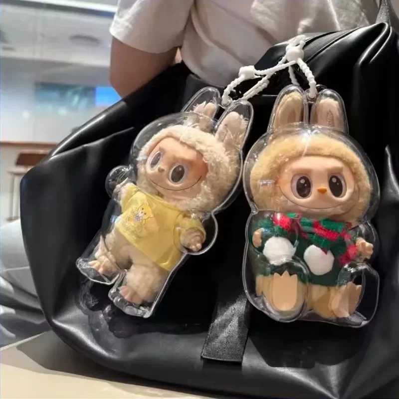 Labubu Transparent Protective Doll Display Bag II Mini Portable Box for Stuffed Toys Clear PVC Storage Case Free shipping