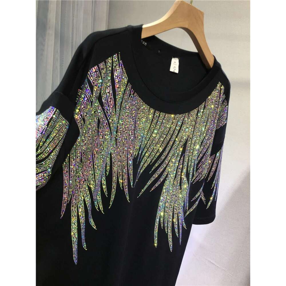 Shine Rhinestone Brand Dresses for Women Elegant Evening Party Short Sleeve Loose Fit Y2K Womens Plus Size Clothing
