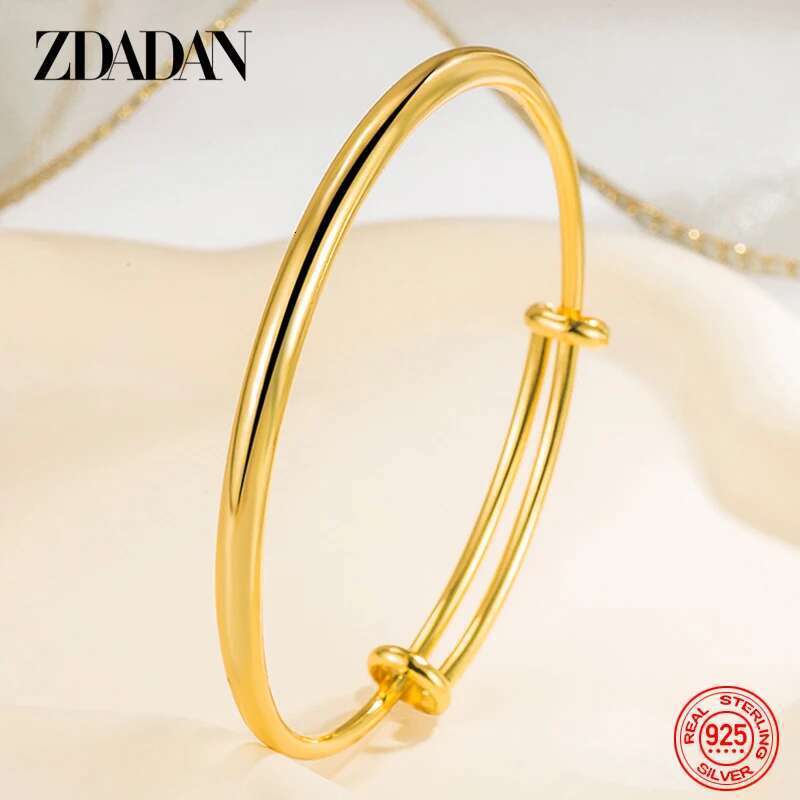 ZDADAN Sterling Sier Gold Adjustable Bracelet Bangle For Women Fashion Jewelry