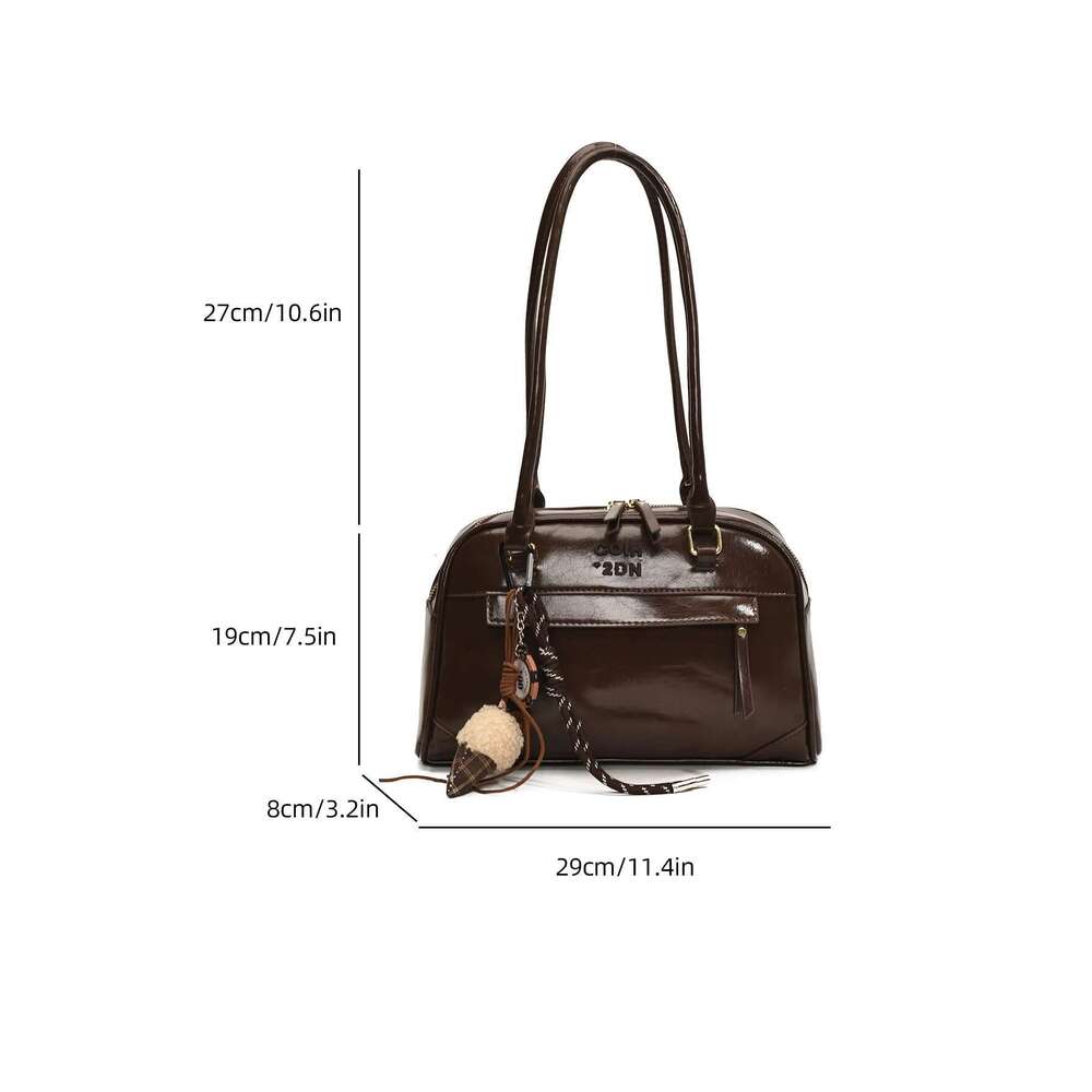 Women's Fashionable Casual Single-Shoulder With A Unique Texture For Commuting, Boston Bag
