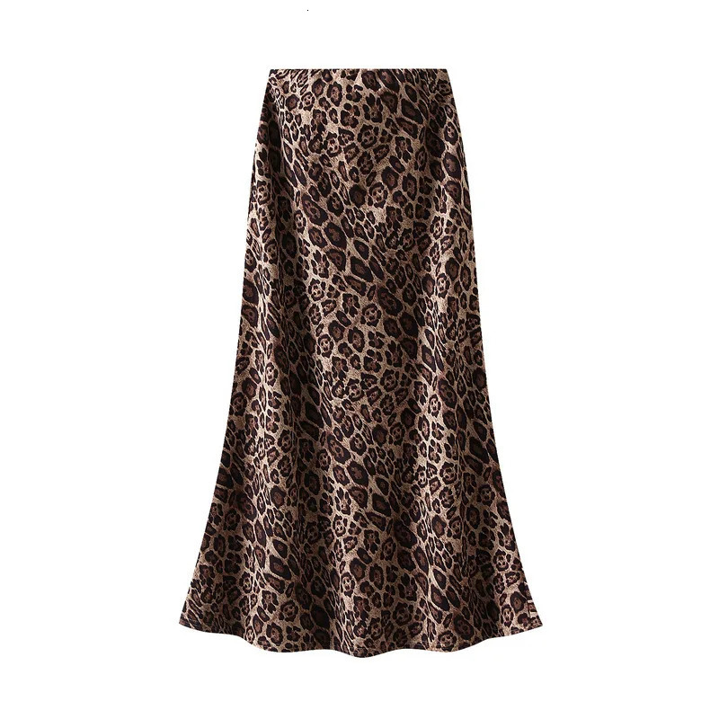In Leopard Print Suede Midi Skirt For Women Autumn Winter Fashion High Waist Bodycon Elegant Office Lady Skirts 250515