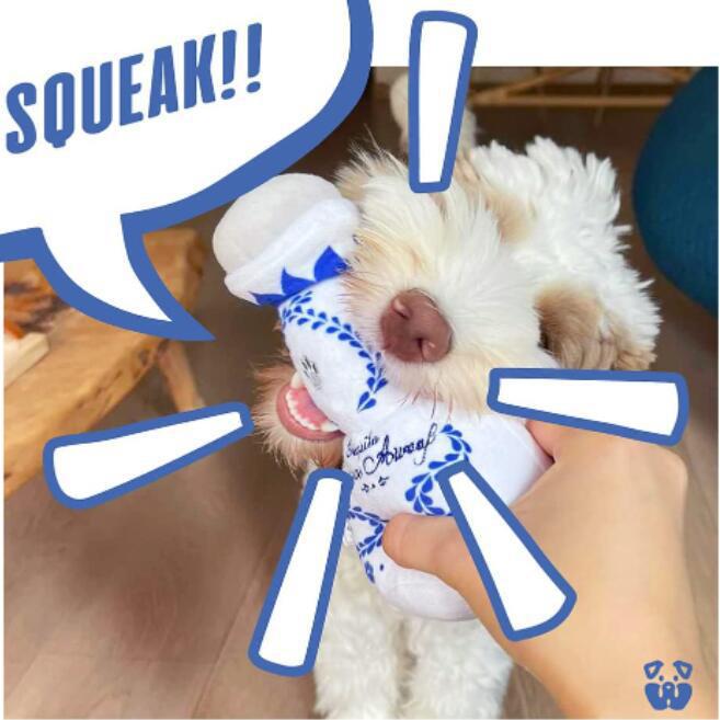 Squeaky Dog Toys Plush Dog Toy with Soft and Highly Elastic Fiberfill Blue White Porcelain Vase Design Stuffed Durable Dog Chew Toys for Small to Larg