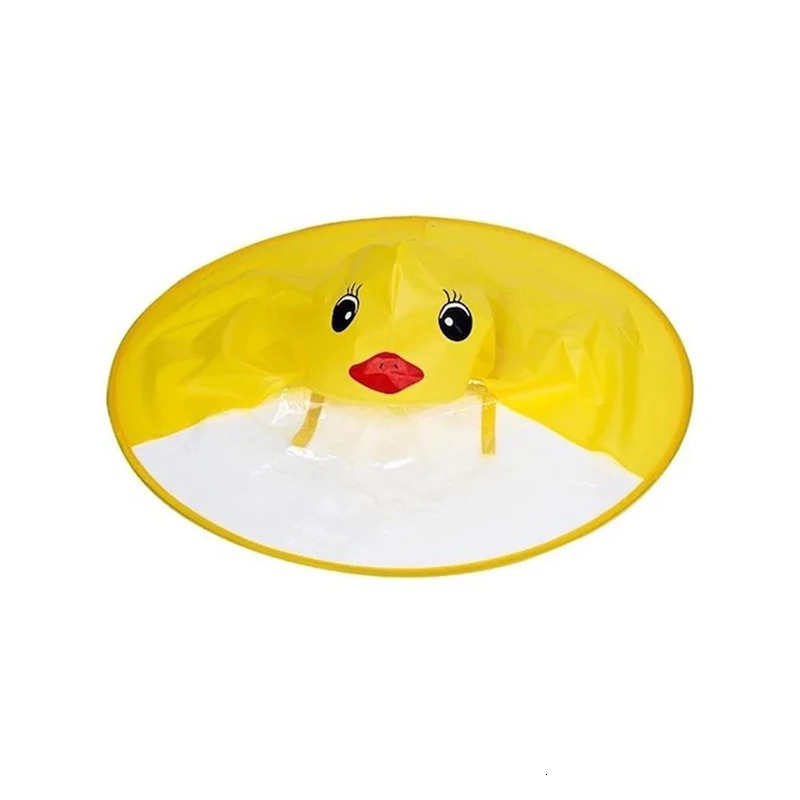 Foldable Childrens Raincoat Cartoon Duck UFO Kids Rain Cover Boys And Girls Umbrella Hat Windproof Poncho Rain For Camp 250515