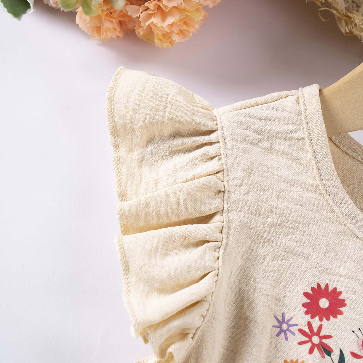 Summer Baby Girl Casual Printed Dresses, Baby Clothes Butterfly Sleeve Sweetheart Dresses Simple and Versatile for Daily Wear and Outings SY087
