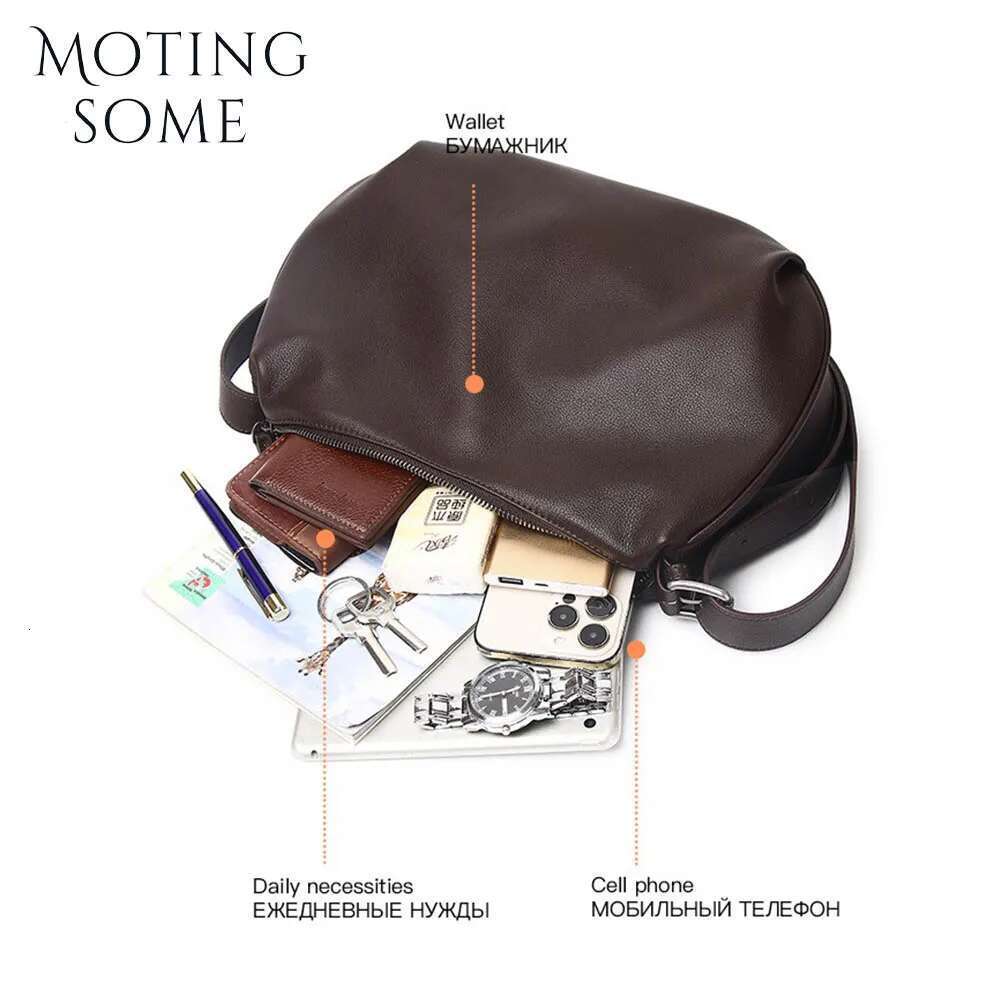 Motingsome Halfmoon Saddle Bag Woman Genuine Leather Handbag Fashion Underarm Satchel Designer Bags Lady Daily Purse 2024