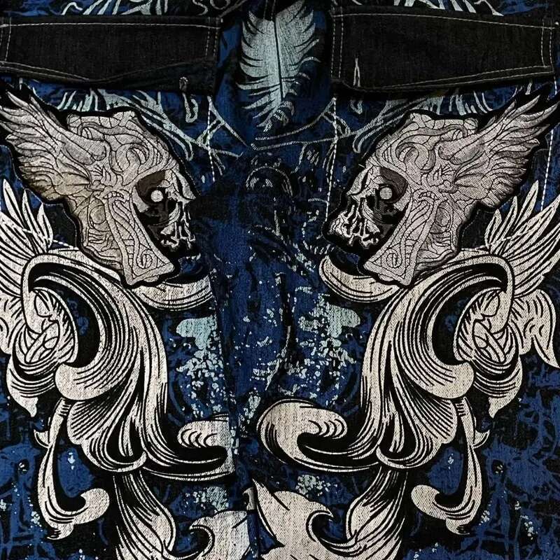 2025 American Fashion Trend Super Character Printed Baggy Jeans Men Y2K Street Haruku Retro Popular High Waist Wide Leg Pants