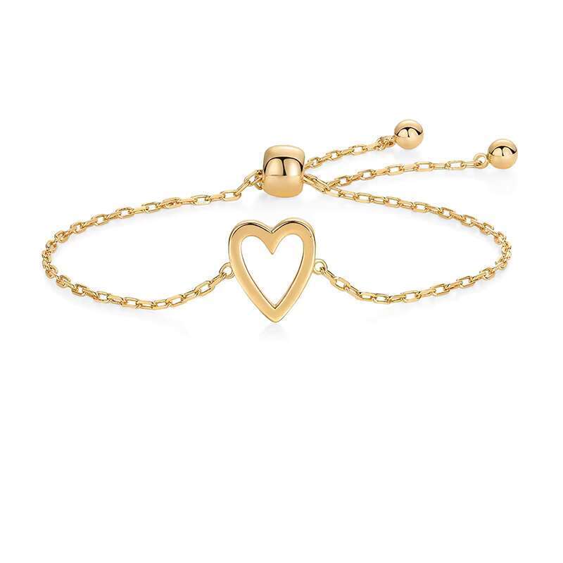 DHCollections Gold Plated Waterproof Stainless Steel Exquisite Hollow Heart shaped Friendship Couple Bracelet
