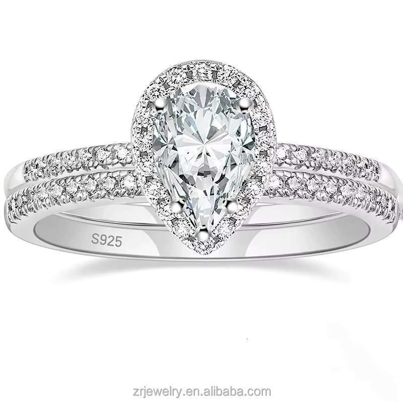 Princess cutting GRA pure silver electroplated women's engagement wedding pyroxene ring