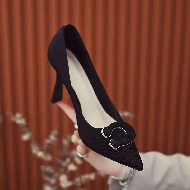 Brand Designer Women Autumn New Sexy Pointed High Heels PU Leather Simple Solid Color Casual Shopping Ladies Party Low Top Shoes