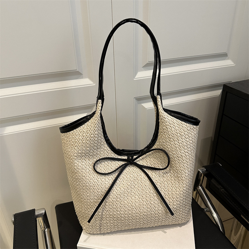 Korean Luxury Bag Niche Highend Handbag For Women's Spring And New Free Delivery Designer Bag Summer 2025 New Style Spliced Woven Commuting Tote 