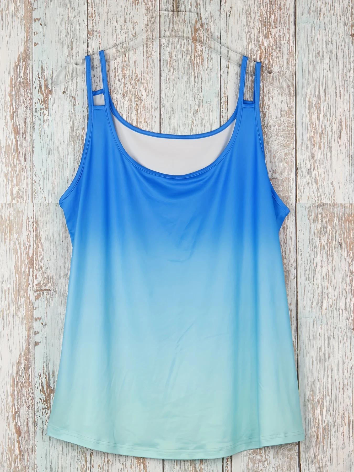 Plus Size Ombre Cut Out Cami Top Casual Crew Neck Sleeveless Top For Summer Womens Plus Size Clothing 250515
