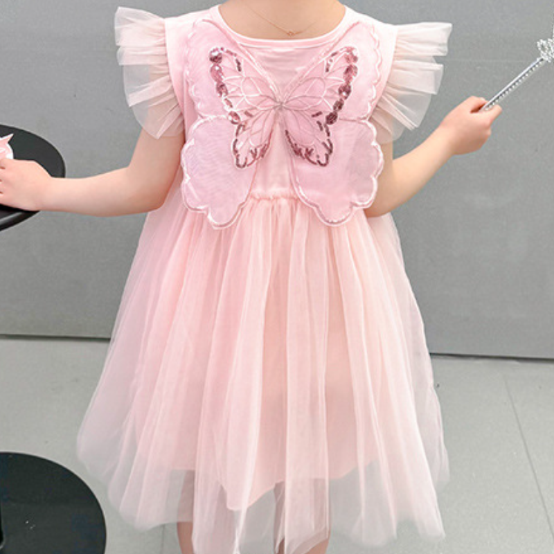 DISNEY kids designer clothes Frozen Elsa princess girls designer clothes baby girl Flying-sleeve summer dress Comfortable soft label-free design.