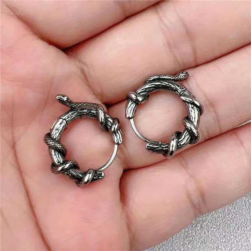 New Punk Wind Style Xiao Snake Surrounding Tree Vine Personalized Hip Hop Design Earrings and Accessories