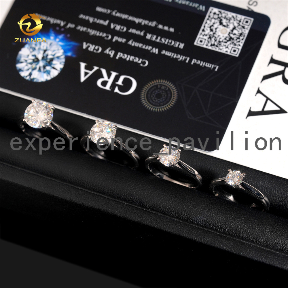 0.5ct 1ct 2ct 3ct Moissanite Diamond Engagement Rings 925 Silver 4 Prong Wedding Ring Pass diamond tester Solitaire women ring