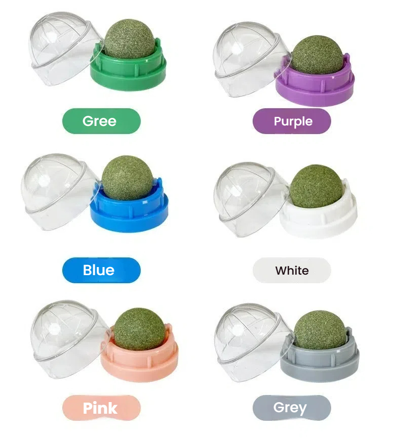 Self-Sticking Catnip Sphere for Lickable Fun & Teeth Cleaning