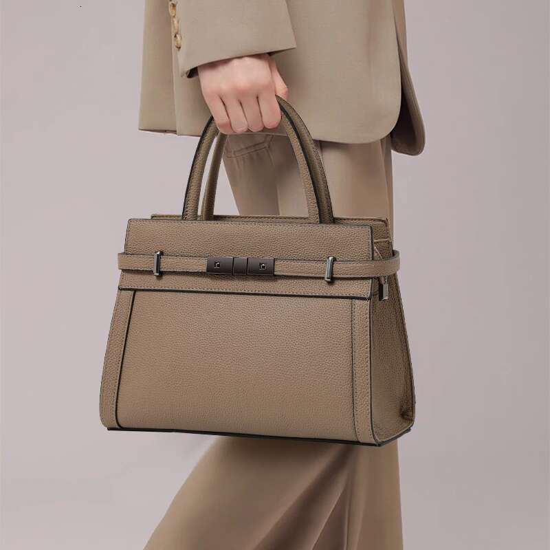 Genuine Leather Original First Layer Cowhide Women's Hand Shoulder Simple Tote Bag Occupation