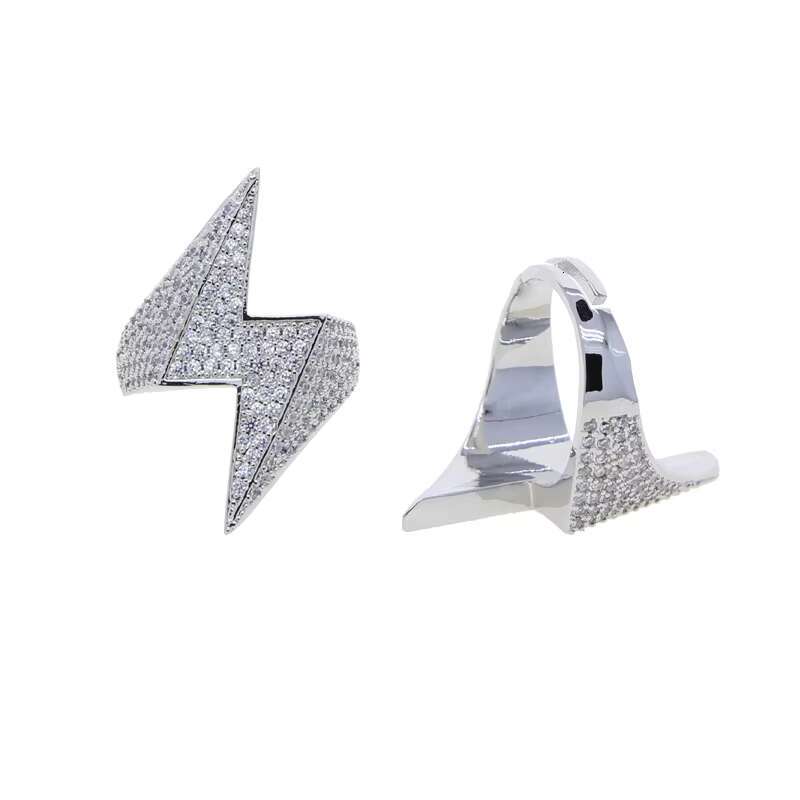 Drop Shopping Prong Lighing Micro Pave Iced Out CZ Hip Hop Cuban Ring for Men Spinous Letter Z Big Adjustable Jewelry