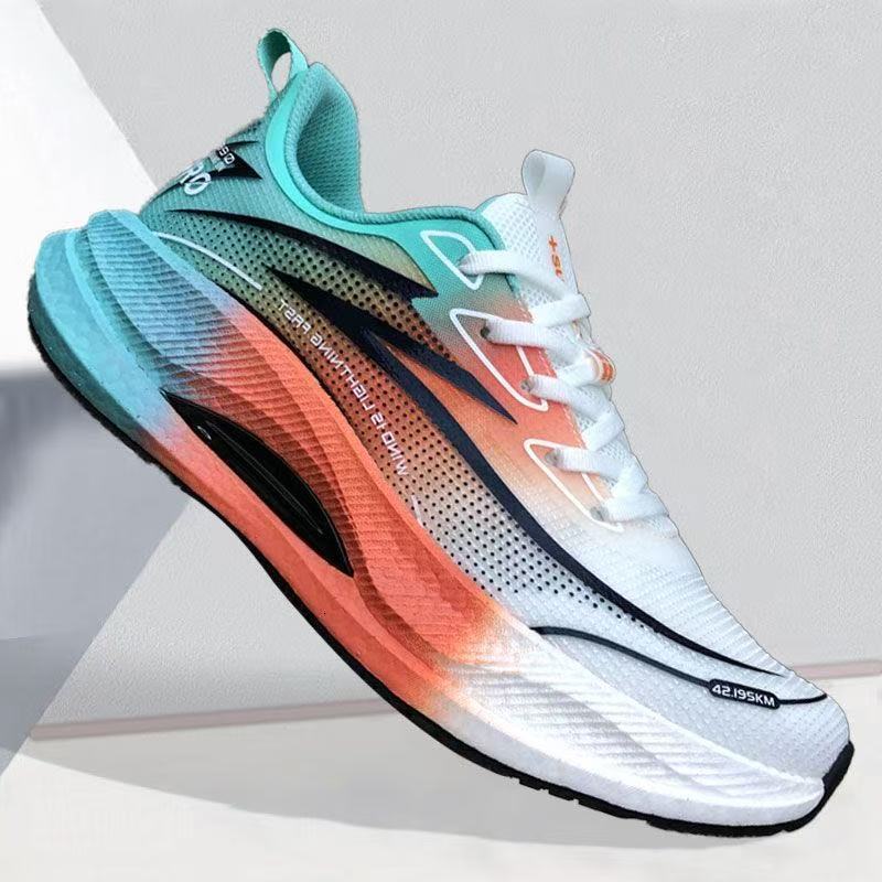 Men's new trendy ultra light carbon plate shock-absorbing running shoes, men's breathable casual sports shoes