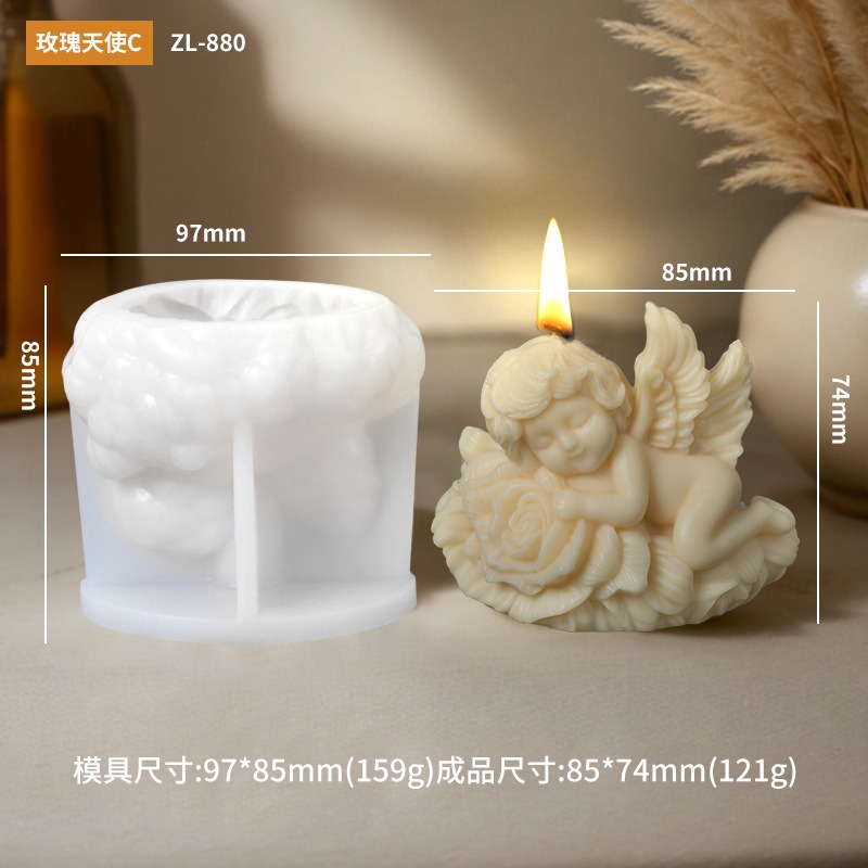 DIY Rose Angel Aroma Candle Silicone Mold Shell Angel Silicone Mill Ornament Mold