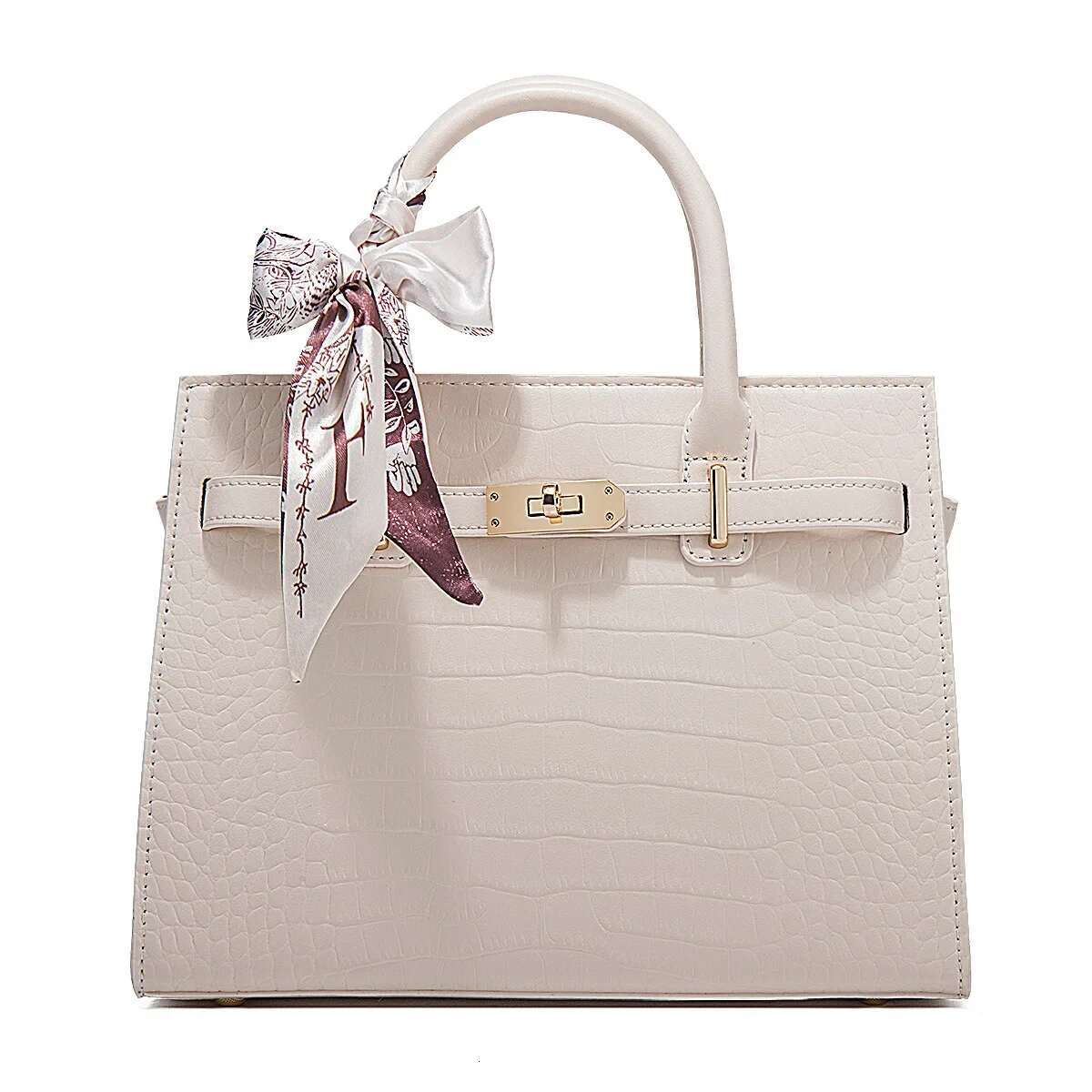 Fashionable Crocodile Pattern Handbag Soft Polyester Lining Zipper Closure Women's Stylish Mommy Tote Bag Trendy Middle-Aged