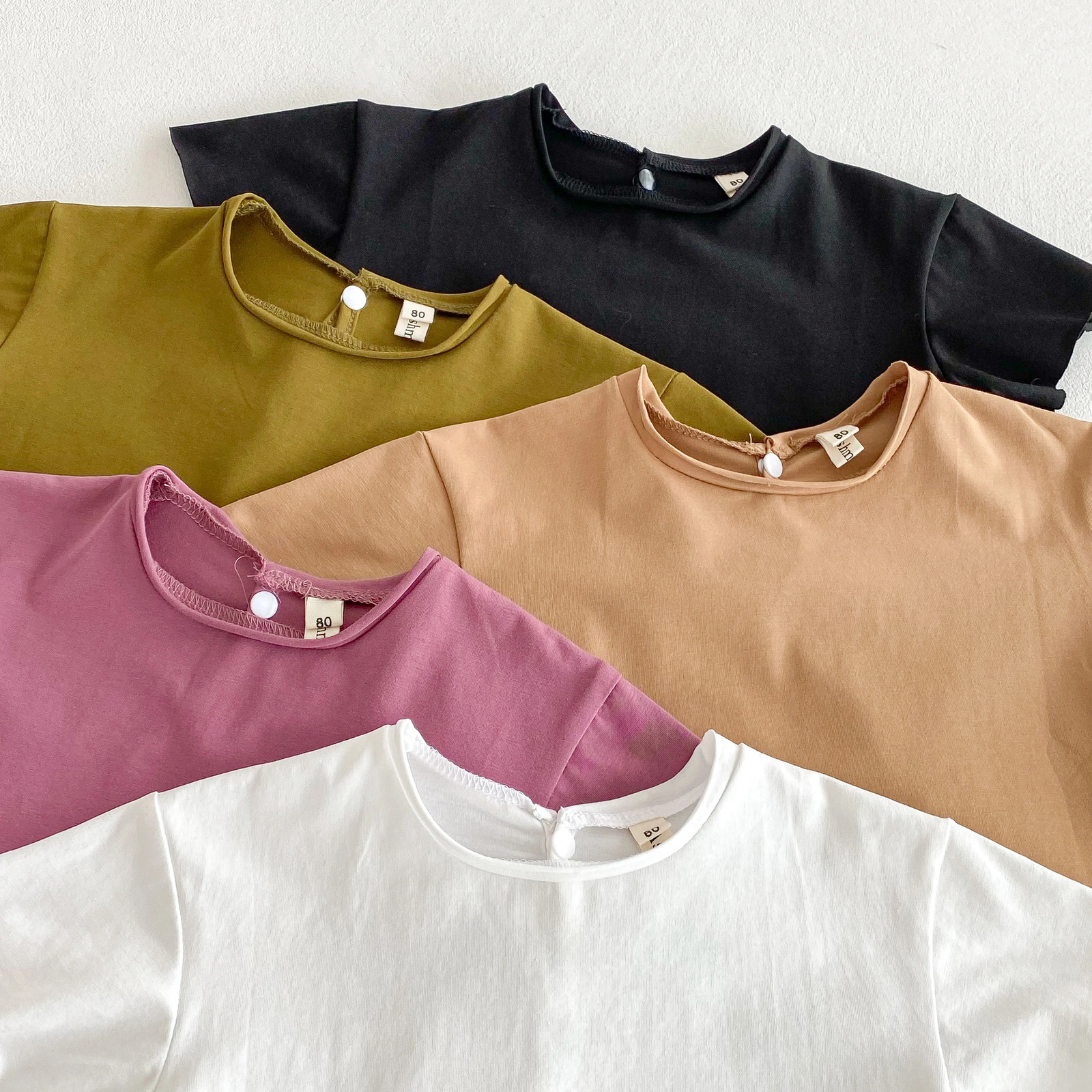 Infant Baby Boys Girls T-shirt Summer Thin born Vintage Toddler Solid T Shirt Cotton Short Sleeve Ruffles Tops Baby Clothes 250515