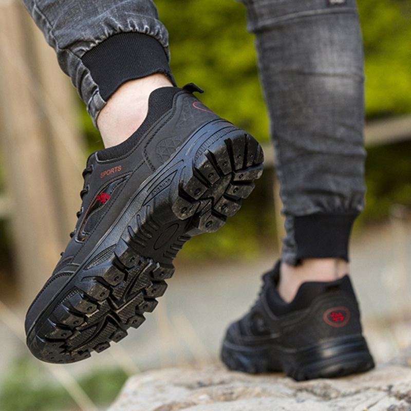 Large autumn mesh breathable running sports and leisure lightweight thick soled outdoor hiking men's shoes
