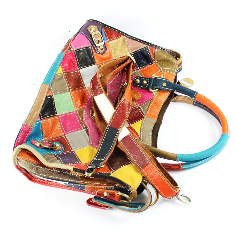 Free shipping on 2025 new designer bags Style Genuine leather women's handbag, colorful cowhide diamond grid splicing, single shoulder bag casual