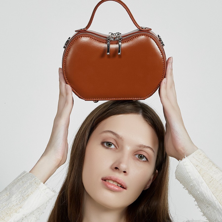 2025S designer niche fashion handbag women genuine leather red apple armpit shoulder crossbody shell bag