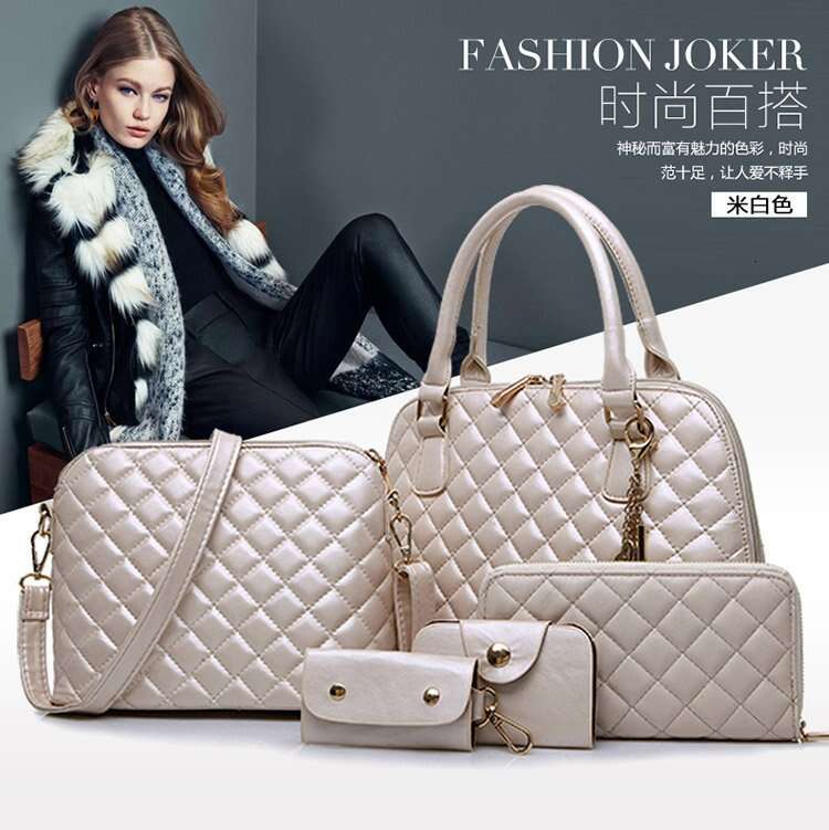new fashion trend diamond grid five piece set mother texture single shoulder hand-held crossbody women's bag