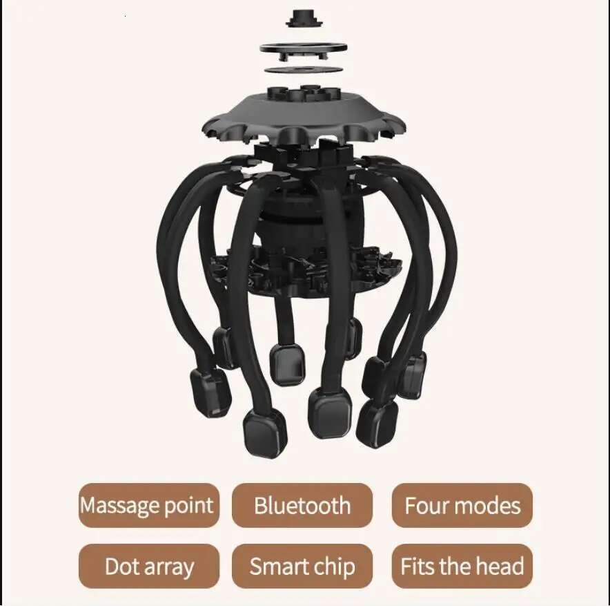 Electric Massager Octopus Scalp Massage Bluetooth Music Vibration Head Scratcher For Relax & Stress Relief Improve Sleep