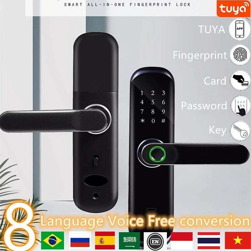 Graffiti WIFI indoor door password fingerprint lock IC card key lock complete specifications.
