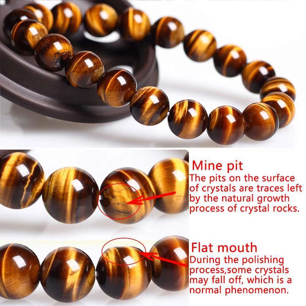 Tiger Eye Men And Women Natural Stone Jewelry Healing Buddha Elastic Rope Couple Crystal Bead Bracelet