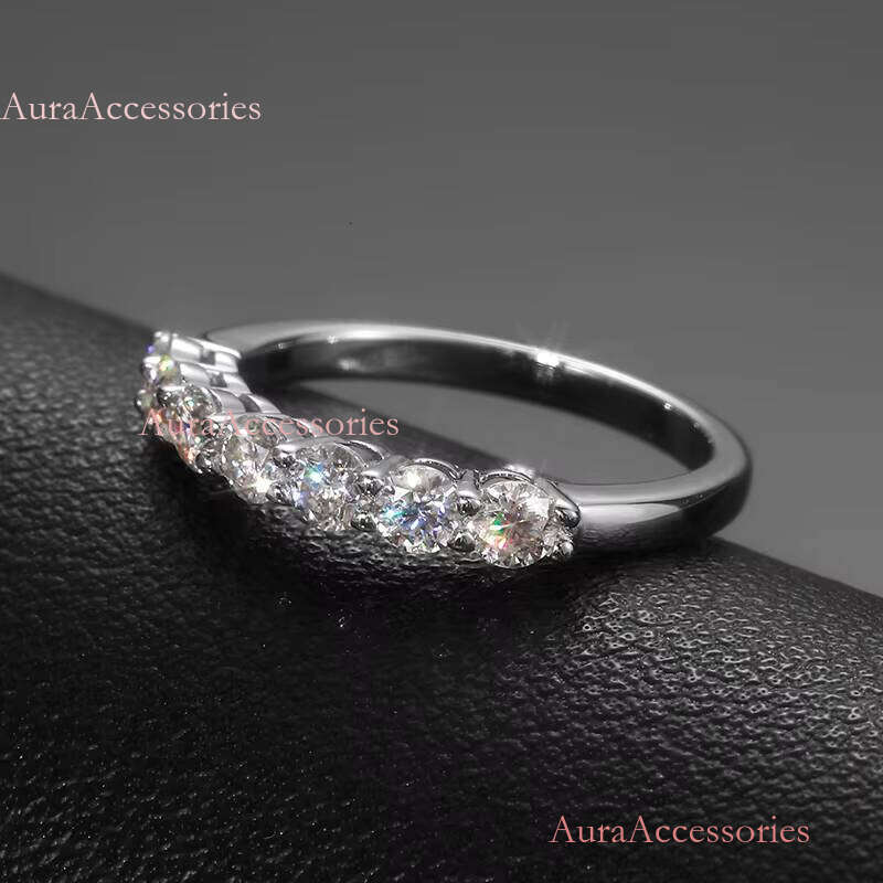 White Gold Plated Sterling Sier VVS Moissanite Dia Engagement Wedding Gift Women Band Ring