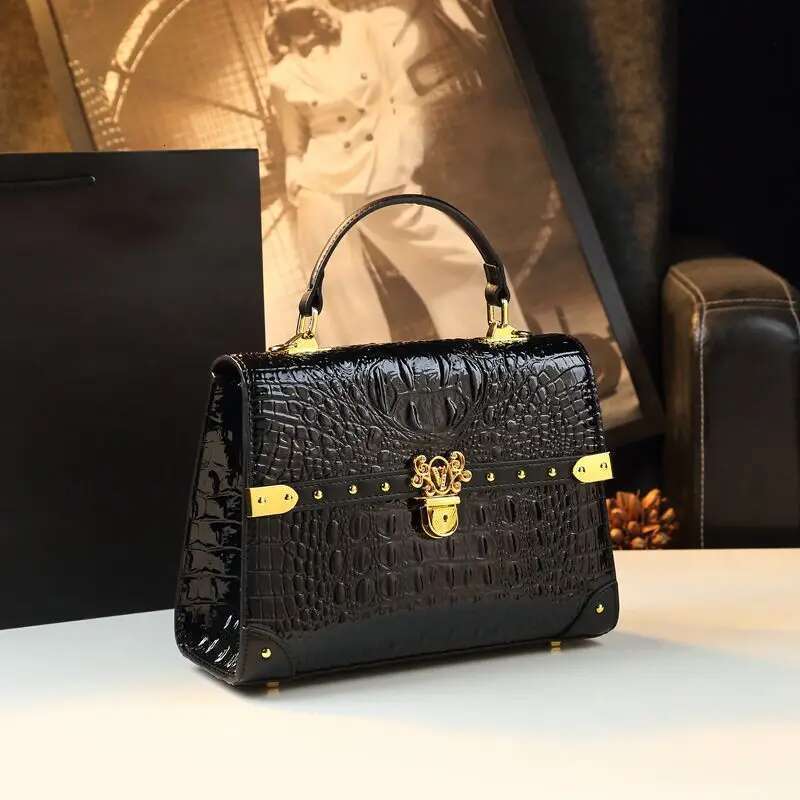 Genuine Leather Women's Bag 2024 New Crocodile Print Handbag Fashion All The Cross-Body Shoulder Bags
