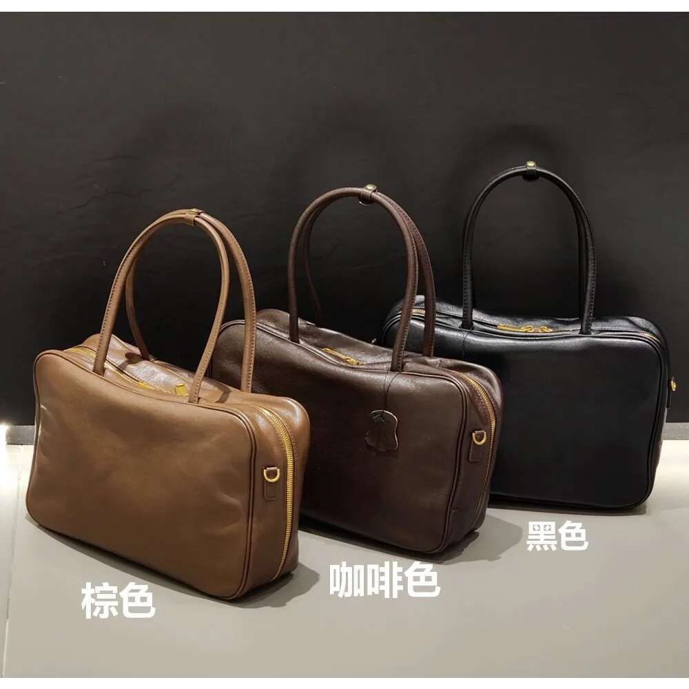 2025 New Large Capacity Briefcase Tote Versatile Design Handbag Vegetable Tanned Cowhide Shoulder Bag Premium Sense