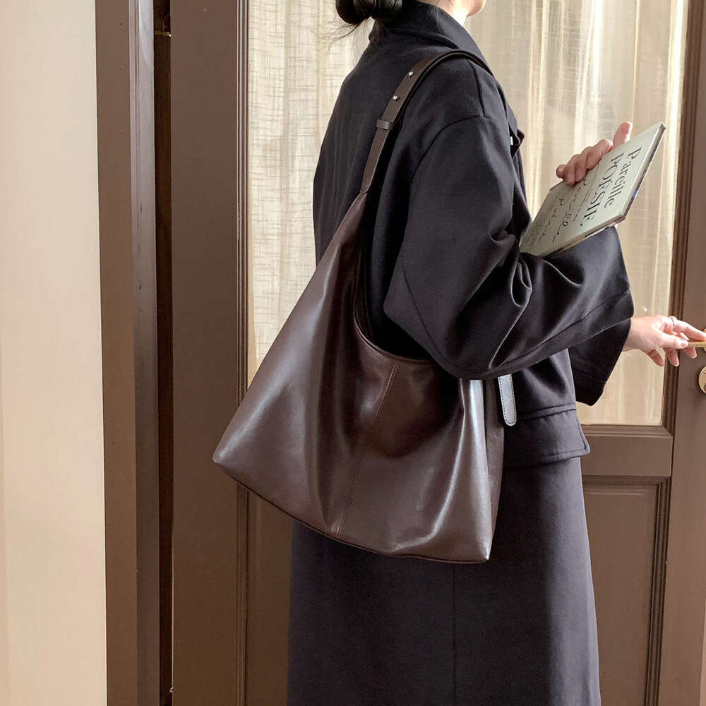 Tote Bag Soft Sheepskin Tote For Women New High End Style Hobo Leather Shoulder Bag Large Capacity Armpit Bag KQ