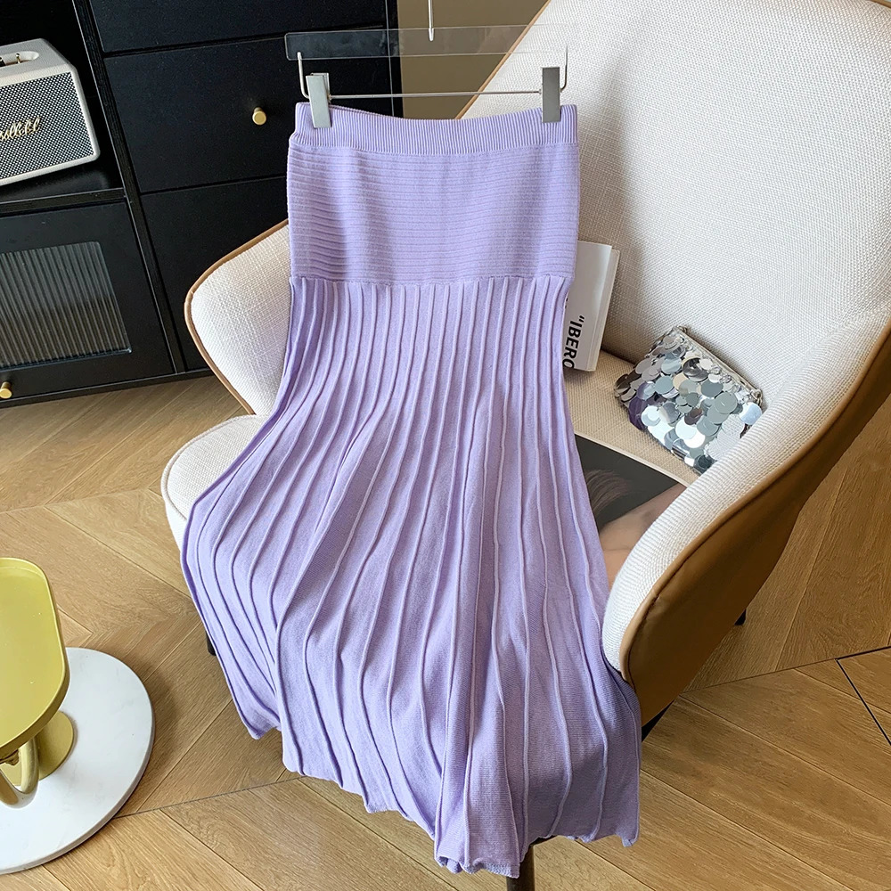 Womens Commute Comfortable Solid Knit Fishtail Skirt Suit Causal ONeck Sleeveless Top Elastic Waist 250515