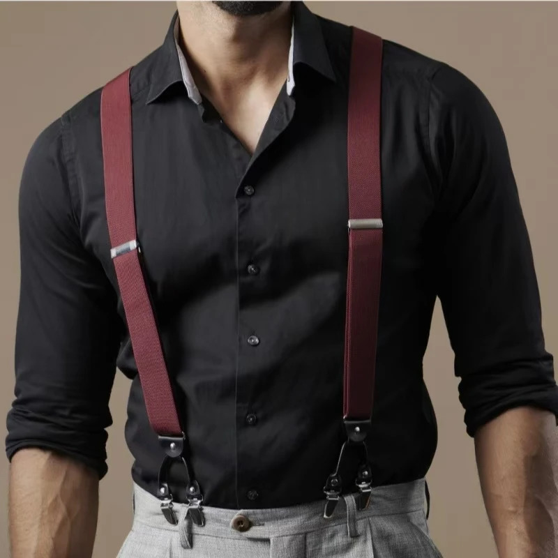 Adult Suspenders Mans Braces Vintage Casual Suspensorio Tirantes Trousers Strap Father/Husbands Gift 6 Clips 3.5*120cm 250515