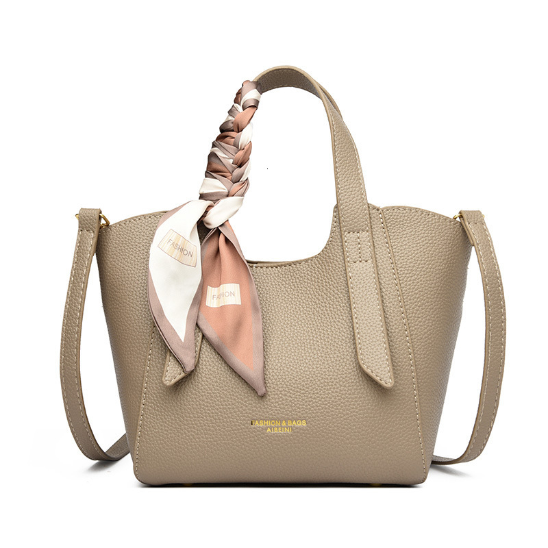 New Large Capacity Tote Bag for Women, Fashion Handheld Silk Scarf, Designer Basket Bag, Multi functional Single Shoulder Crossbody Bag, Solid Color R