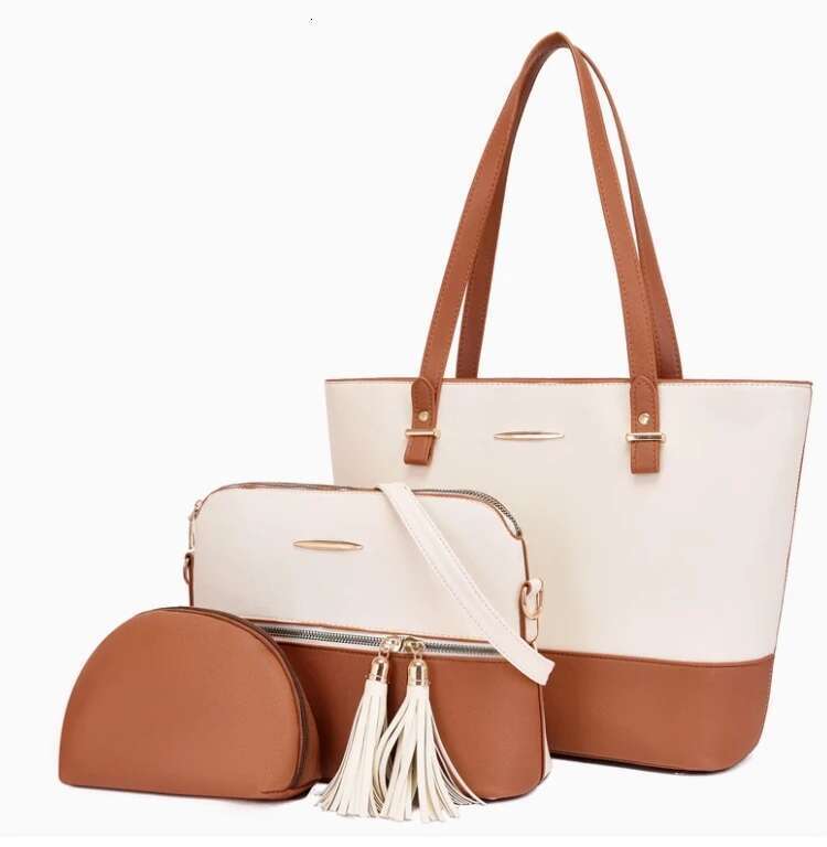 New Women's Fashion Trend Color Matching Mother And Child Bag Three-Piece Set