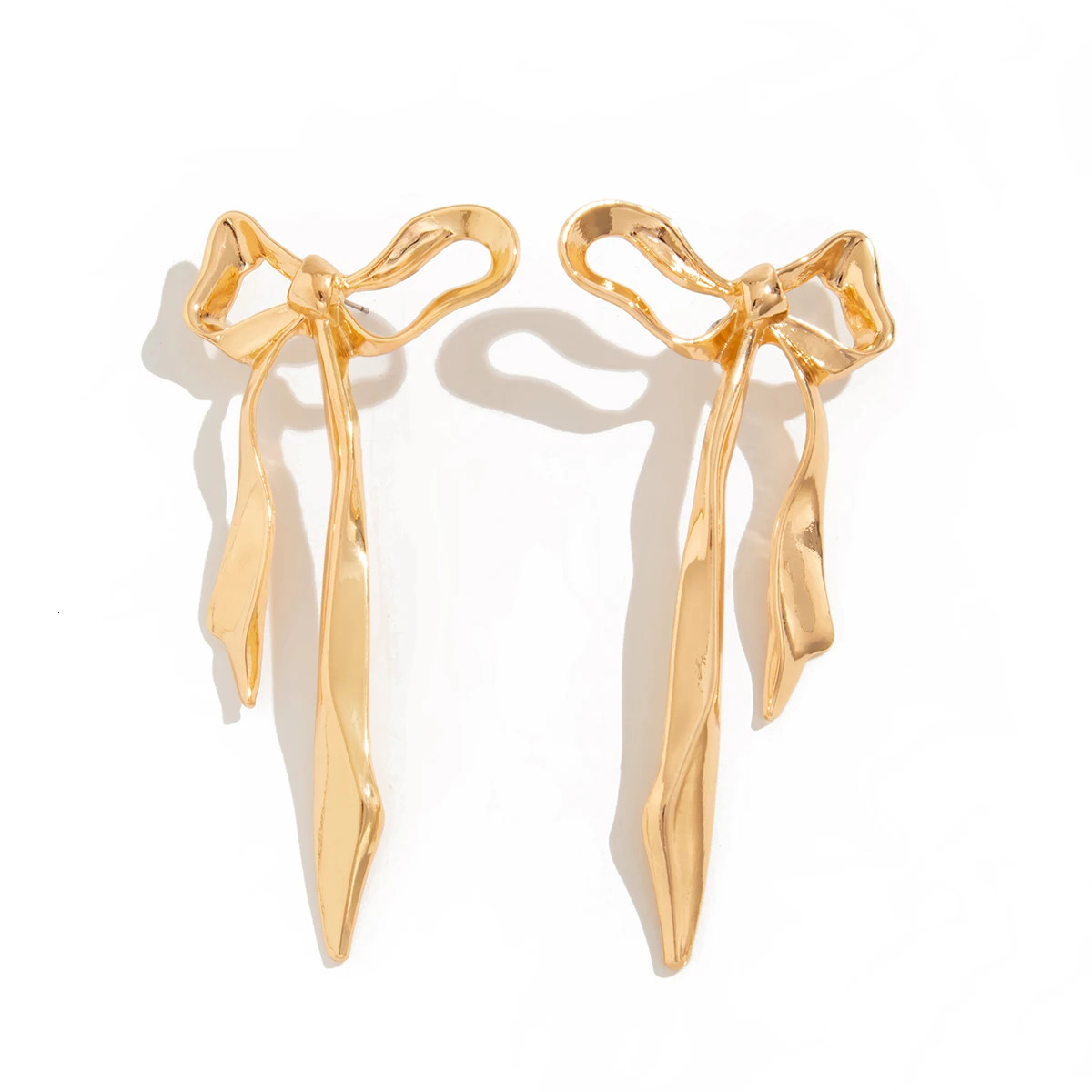 Ingemark Vintage Gold Color Bow Bowknot Long Tassel Drop Earrings for Women Classic Hanging Piercing Earrings Wed Jewelry Gift 250515