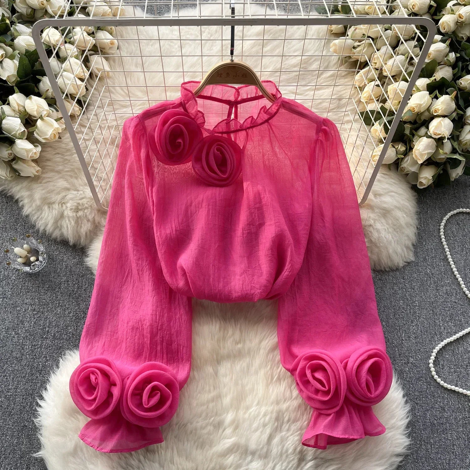 Womens Lantern Sleeve Ruffle Chiffon Blouse Summer Fashion Slim Loose Vacation Ladies Y2K Casual Chic Tops 250515